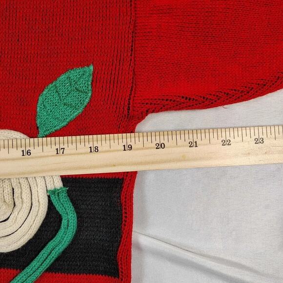 VTG Topsville Women's Red Floral Embroidered Sweater Size L **PLEASE READ** - Picture 7 of 16